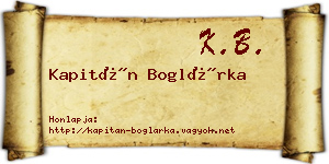 Kapitán Boglárka névjegykártya